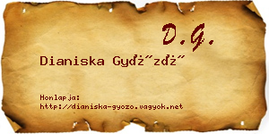 Dianiska Győző névjegykártya
